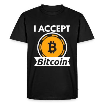 J’accepte Bitcoin - Crypto - T-shirt Premium bio Homme - noir - Devant - Nico (187cm)