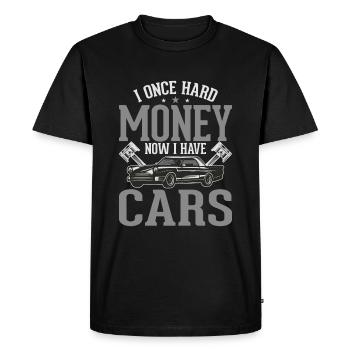 J’avais de l’argent maintenant j’ai des voitures - T-shirt Premium bio Homme - noir - Devant - Nico (187cm)