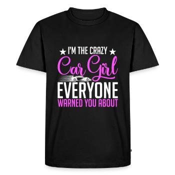 Je suis la fille de voiture folle - T-shirt Premium bio Homme - noir - Devant - Nico (187cm)