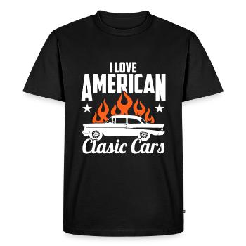 I love American classic cars - Men's Premium Organic T-Shirt - black - Front - Nico (187cm)