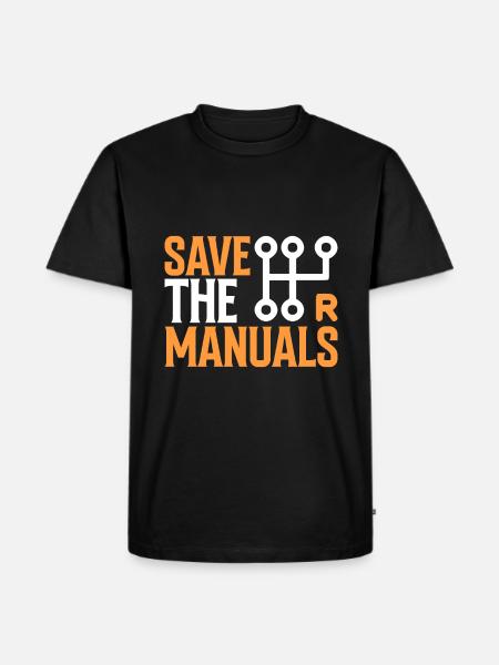 Save The Manuals - Auto - Men's Premium Organic T-Shirt - black