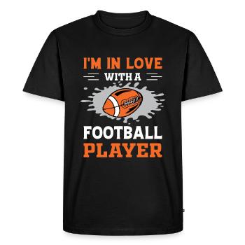 Je suis amoureux d’un joueur de football - T-shirt Premium bio Homme - noir - Devant - Nico (187cm)