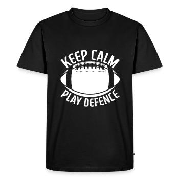 Restez calme et jouez défensivement - Football - T-shirt Premium bio Homme - noir - Devant - Nico (187cm)