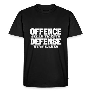 Attack sells tickets Defense wins game - Men's Premium Organic T-Shirt - black - Front - Nico (187cm)