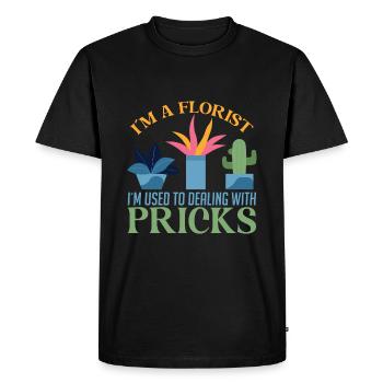 Je suis fleuriste j’ai l’habitude des points de suture - T-shirt Premium bio Homme - noir - Devant - Nico (187cm)