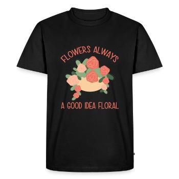 Les fleurs sont toujours une bonne idée florale - T-shirt Premium bio Homme - noir - Devant - Nico (187cm)