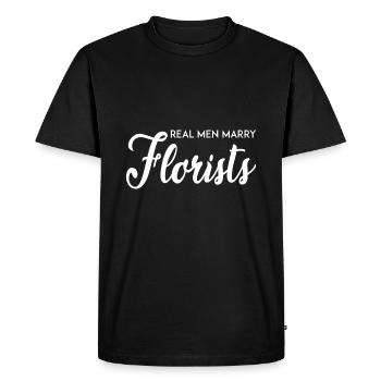 Les vrais hommes épousent les fleuristes - T-shirt Premium bio Homme - noir - Devant - Nico (187cm)