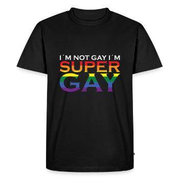 Je ne suis pas gay Je suis super gay - T-shirt Premium bio Homme - noir - Devant - Nico (187cm)
