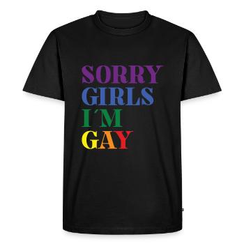 Désolé les filles je suis gay - bisexuel - T-shirt Premium bio Homme - noir - Devant - Nico (187cm)