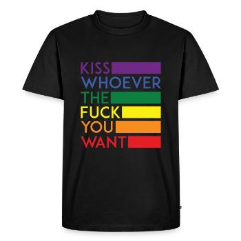 Embrasse qui tu veux - LGBT - T-shirt Premium bio Homme - noir - Devant - Nico (187cm)
