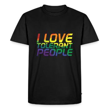 J’aime les gens tolérants - T-shirt Premium bio Homme - noir - Devant - Nico (187cm)