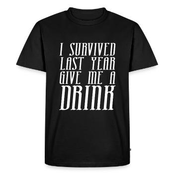 J’ai survécu à la dernière année, j’ai besoin d’un verre - T-shirt Premium bio Homme - noir - Devant - Nico (187cm)