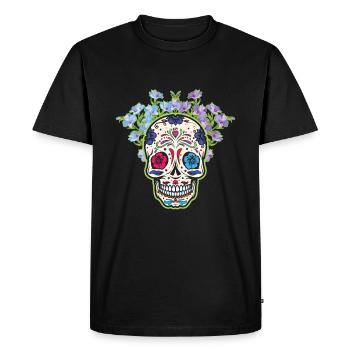 Calavera Muertos Day Of Dead Sugar Bone - Men's Premium Organic T-Shirt - black - Front - Nico (187cm)