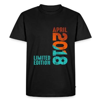 Depuis avril 2018 année 2018 Retro Vintage 2018 - T-shirt Premium bio Homme - noir - Devant - Nico (187cm)
