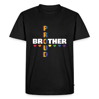 Fier frère Gay LGBTQ Arc-en-ciel Mois de la fierté LGBT - T-shirt Premium bio Homme - noir - Devant - Nico (187cm)