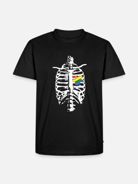 Skeleton Heart Gay LGBTQ Rainbow LGBT Pride Month - Men's Premium Organic T-Shirt - black
