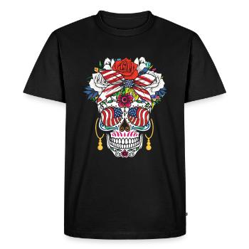 July 4th Dia De Muertos 4th Of July Independence - Men's Premium Organic T-Shirt - black - Front - Nico (187cm)