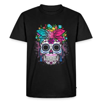 Awesome Muertos Drip Rave Music Party Techno Beat - Men's Premium Organic T-Shirt - black - Front - Nico (187cm)