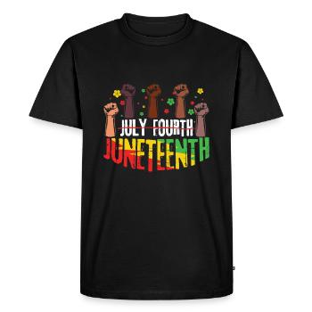 Un poing de protestation célèbre l’histoire des Noirs de Juneteenth - T-shirt Premium bio Homme - noir - Devant - Nico (187cm)