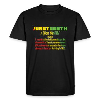 Définition Célébrez l’histoire des Noirs de Juneteenth - T-shirt Premium bio Homme - noir - Devant - Nico (187cm)
