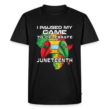 Un jeu de joueur célèbre l’histoire des Noirs de Juneteenth - T-shirt Premium bio Homme - noir - Devant - Nico (187cm)