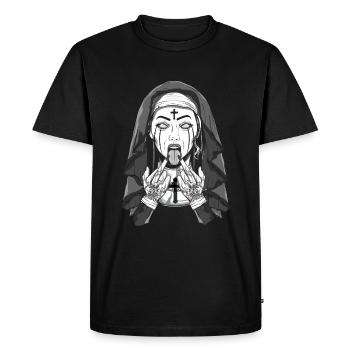 Occulte Satanic Nun Devil Creepy Gothique Halloween - T-shirt Premium bio Homme - noir - Devant - Nico (187cm)