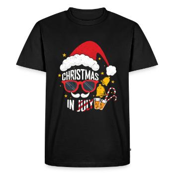 Bière Noël Juillet Père Noël Surf Bonjour l’été - T-shirt Premium bio Homme - noir - Devant - Nico (187cm)