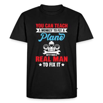 Un singe peut apprendre à piloter un avion - T-shirt Premium bio Homme - noir - Devant - Nico (187cm)