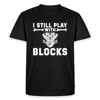 I'm still playing with blocks - mechanic - Men's Premium Organic T-Shirt - black - Front - Nico (187cm)