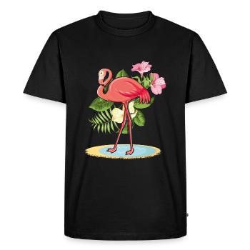 Tropical Flamingo Decor Palm Surf Hello Summer - Men's Premium Organic T-Shirt - black - Front - Nico (187cm)