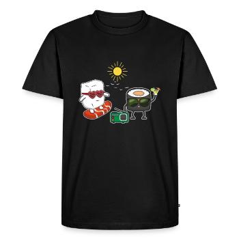 Kawaii Funny Japanese Sushi Surf Hello Summer - Men's Premium Organic T-Shirt - black - Front - Nico (187cm)