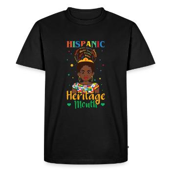 Girl Afro Hispanic National Hispanic Heritage - T-shirt Premium bio Homme - noir - Devant - Nico (187cm)