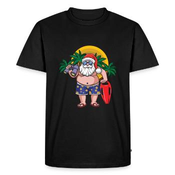 Noël Juillet Drôle Père Noël Surf Hello Summer - T-shirt Premium bio Homme - noir - Devant - Nico (187cm)