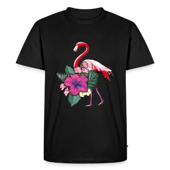 Tropical Flamingo Palm Tree Surf Hello Summer - Men's Premium Organic T-Shirt - black - Front - Nico (187cm)