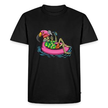 Tropical Flamingo Skeleton Bone Hello Summer - Men's Premium Organic T-Shirt - black - Front - Nico (187cm)