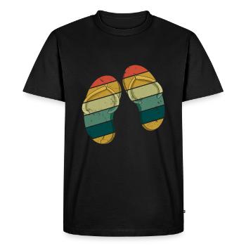 Retro Vintage Flip Flops Beach Surf Hello Summer - Men's Premium Organic T-Shirt - black - Front - Nico (187cm)