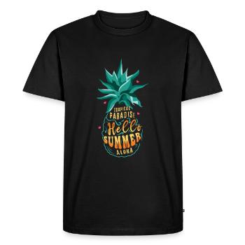 Tropical Pineapple Hawaii Surf Hello Summer - Men's Premium Organic T-Shirt - black - Front - Nico (187cm)