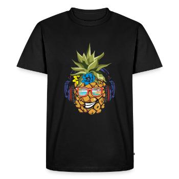 Funny Pineapple Surfing Surf Hello Summer - Men's Premium Organic T-Shirt - black - Front - Nico (187cm)