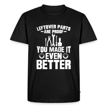 Leftover parts are the proof that it is better - Men's Premium Organic T-Shirt - black - Front - Nico (187cm)