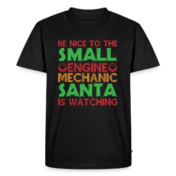 Be nice to the mechanic Santa looks at mechanic - Men's Premium Organic T-Shirt - black - Front - Nico (187cm)