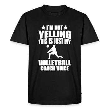 Je ne crie pas, c’est juste ma voix de volleyball - T-shirt Premium bio Homme - noir - Devant - Nico (187cm)