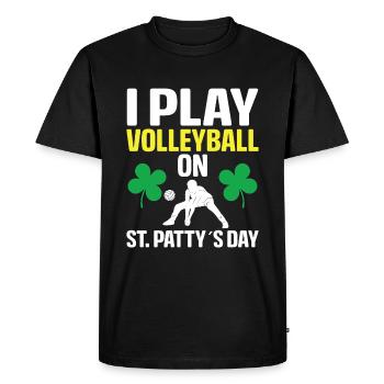 Je joue au volleyball le jour de la Saint-Patty - T-shirt Premium bio Homme - noir - Devant - Nico (187cm)