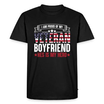 Je suis fier de mon ami vétéran - T-shirt Premium bio Homme - noir - Devant - Nico (187cm)