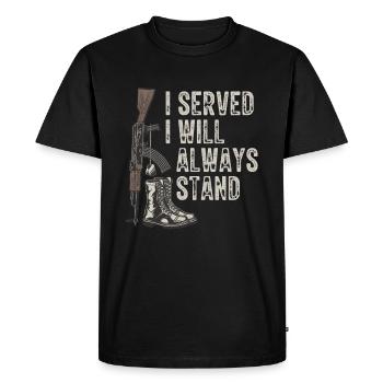 J’ai servi, je serai toujours debout - ancien combattant - T-shirt Premium bio Homme - noir - Devant - Nico (187cm)
