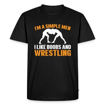 Je suis un homme simple et je lutte - T-shirt Premium bio Homme - noir - Devant - Nico (187cm)