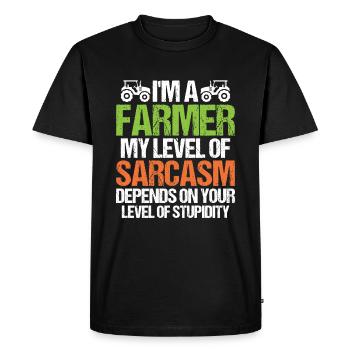 Je suis agriculteur, mon sarcasme dépend de - T-shirt Premium bio Homme - noir - Devant - Nico (187cm)