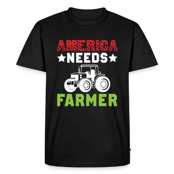 L’Amérique a besoin de l’agriculteur - T-shirt Premium bio Homme - noir - Devant - Nico (187cm)