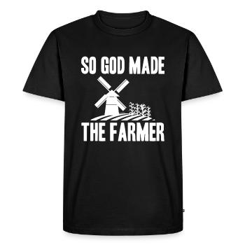 This is how God created the farmer - Men's Premium Organic T-Shirt - black - Front - Nico (187cm)