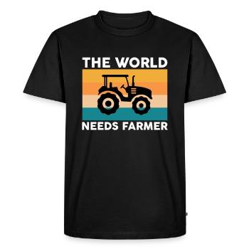 Le monde a besoin de l’agriculteur - T-shirt Premium bio Homme - noir - Devant - Nico (187cm)
