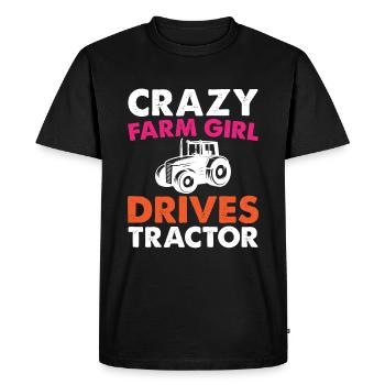 Une fermière folle conduisant un tracteur - T-shirt Premium bio Homme - noir - Devant - Nico (187cm)